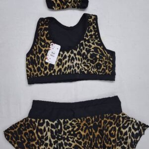 مایو شنا سه تیکه پلنگی کاپدار